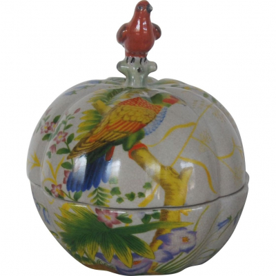 Изображение товара Ручная шкатулка Glasar из фарфора и бронзы с птичкой 16х16х18 см