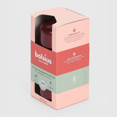 Изображение товара Свеча столбик Bolsius красный металлик 12х5, 8 мм - стильная свеча для оформления интерьера