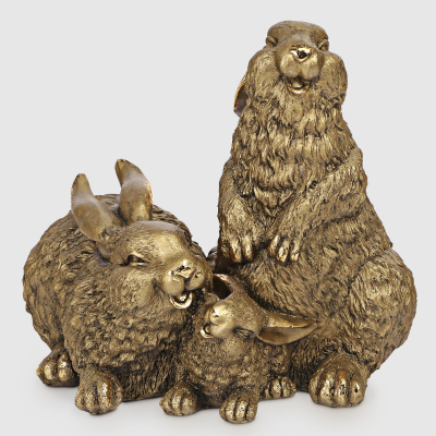 Изображение товара Зайцы-семейка Тпк полиформ бронзовые, высота 27 см