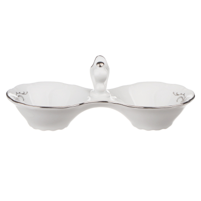 Изображение товара Солонка двойная Thun1794 с серым орнаментом и платиновой отводкой