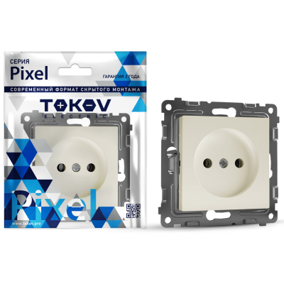 Изображение товара Розетка Tokov Electric Pixel 1-м без заземления с защитными шторками бежевый Изображение товара Розетка Tokov Electric Pixel 1-м без заземления с защитными шторками бежевый