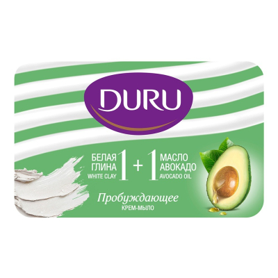 Изображение товара Туалетное мыло Duru Белая глина и масло авокадо 80 г Натуральное очищение и увлажнение