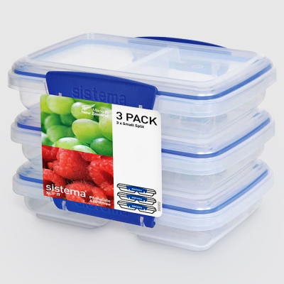 Изображение товара Набор контейнеров Sistema Klip it двухсекционные 350 мл, 3 шт, для хранения продуктов Изображение товара Набор контейнеров Sistema Klip it двухсекционные 350 мл, 3 шт, для хранения продуктов