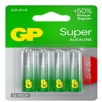 Изображение товара Батарейки GP Batteries gp super+ultra AA 8 шт алкалиновые для повседневных устройств Изображение товара Батарейки GP Batteries gp super+ultra AA 8 шт алкалиновые для повседневных устройств