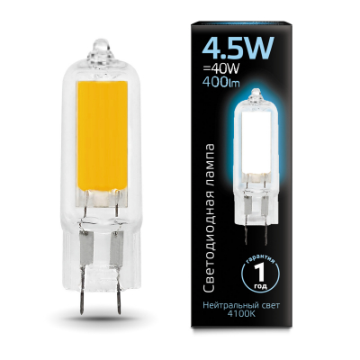 Изображение товара Лампа Gauss LED G4 4.5W 400lm 4100K компактная энергоэффективная Изображение товара Лампа Gauss LED G4 4.5W 400lm 4100K компактная энергоэффективная