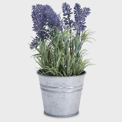 Изображение товара Цветок Hanlin искусственный лаванда в металлическом горшке д 10х22 см фиолетовый
