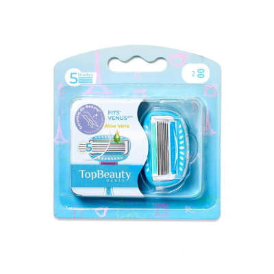 Изображение товара Две сменные кассеты для бритья женщин Topbeauty Paris с алоэ вера Изображение товара Две сменные кассеты для бритья женщин Topbeauty Paris с алоэ вера