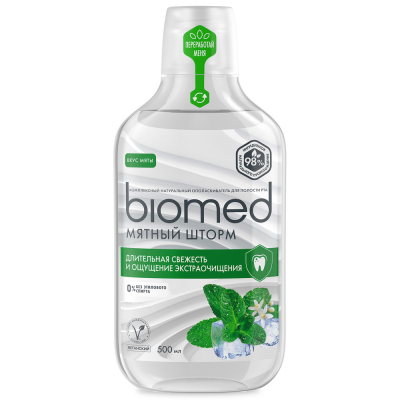 Изображение товара Ополаскиватель для полости рта BioMed Мятный шторм 500 мл Изображение товара Ополаскиватель для полости рта BioMed Мятный шторм 500 мл