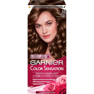 Изображение товара Garnier Color Sensation № 5.0 сияющий светло-каштановый крем-краска для волос Изображение товара Garnier Color Sensation № 5.0 сияющий светло-каштановый крем-краска для волос
