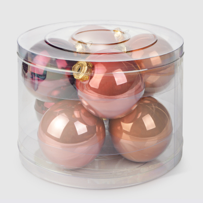 Изображение товара Набор стеклянных шаров Linhai jinnuo розовые 8 см 8 шт для украшения и декора