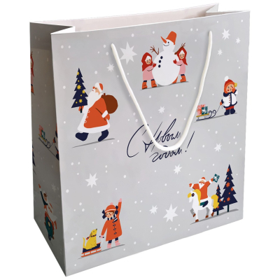 Изображение товара Подарочный пакет Be Smart Childhood 32х32 см серый яркая печать