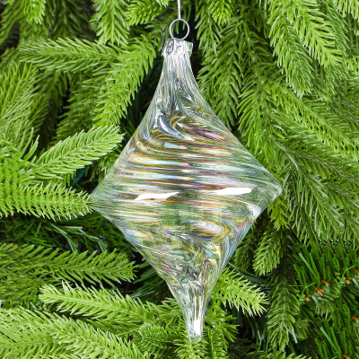 Изображение товара Украшение Yancheng Shiny стеклянная подвеска для елки 10x18 см