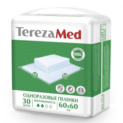 Изображение товара Пеленки одноразовые TerezaMed Normal 60х60 см 30 шт для детей Изображение товара Пеленки одноразовые TerezaMed Normal 60х60 см 30 шт для детей