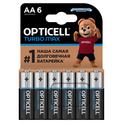 Изображение товара Батарейки Opticell Turbo Max AA щелочные 6 шт высокого качества Изображение товара Батарейки Opticell Turbo Max AA щелочные 6 шт высокого качества