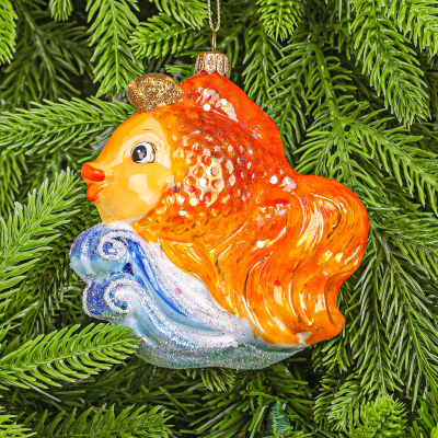 Изображение товара Игрушка ёлочная Snow and Stars Золотая рыбка стекло украшение для елки