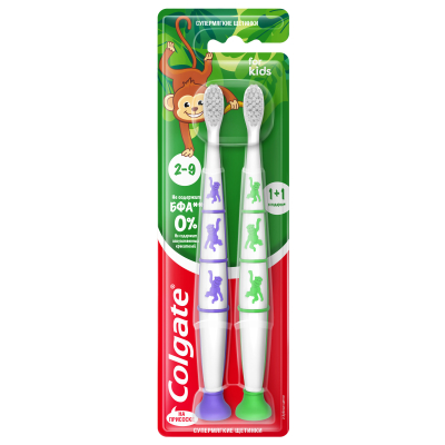 Изображение товара Щётка зубная Colgate для детей 2-9 лет мягкая 1+1