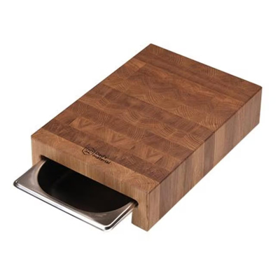 Изображение товара Доска разделочная с торцевым выдвижным контейнером из дерева 28x19 см