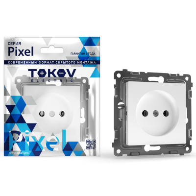 Изображение товара Розетка Tokov Electric Pixel 1-м без заземления белая 250 В Изображение товара Розетка Tokov Electric Pixel 1-м без заземления белая 250 В