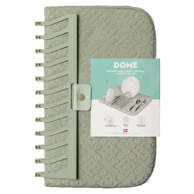 Изображение товара Коврик с подставкой для посуды Dome Ассенс зелёный 35,5х46 см Изображение товара Коврик с подставкой для посуды Dome Ассенс зелёный 35,5х46 см