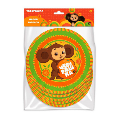Изображение товара Набор бумажных тарелок Чебурашка 6 шт