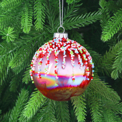 Изображение товара Ёлочная игрушка Yancheng Шар стеклянный розовый 8 см