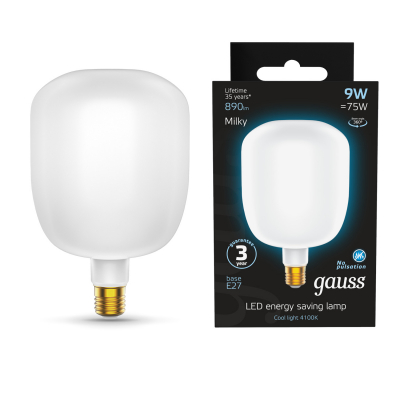 Изображение товара Филаментная лампа Gauss milky V140 E27 9 Вт 890 лм 4100K для интерьера