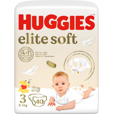 Изображение товара Подгузники Huggies Elite Soft Mega 3 (5-9кг) 72 шт Изображение товара Подгузники Huggies Elite Soft Mega 3 (5-9кг) 72 шт