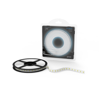 Изображение товара Лента Gauss LED 2835/120-SMD 6.5W 24V DC 600lm/m 5000K IP65 (блистер 5м)
