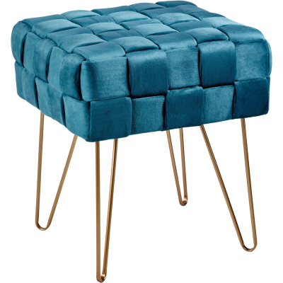 Изображение товара Стильный синий табурет Glasar 38x38x45 см с мягкой обивкой для интерьера
