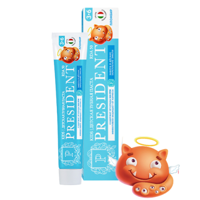 Изображение товара Детская зубная паста President Пломбир 3-6 лет RDA 50 70 г Изображение товара Детская зубная паста President Пломбир 3-6 лет RDA 50 70 г