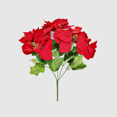 Изображение товара Искусственная ветка пуансетии красная 40 см Конэко