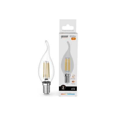 Изображение товара Лампа Gauss Filament Elementary Свеча на ветру 10W 650lm Е14 Изображение товара Лампа Gauss Filament Elementary Свеча на ветру 10W 650lm Е14