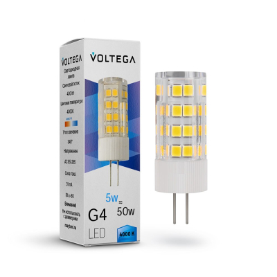 Изображение товара Светодиодная лампа Voltega Simple Capsule 5W G4 4000K немецкое качество Изображение товара Светодиодная лампа Voltega Simple Capsule 5W G4 4000K немецкое качество