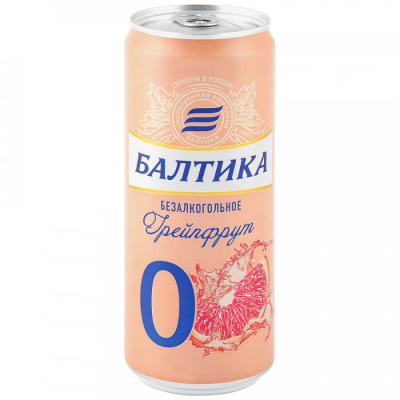 Изображение товара Пивной напиток Балтика №0 Грейпфрут безалкогольное, 0,33 л