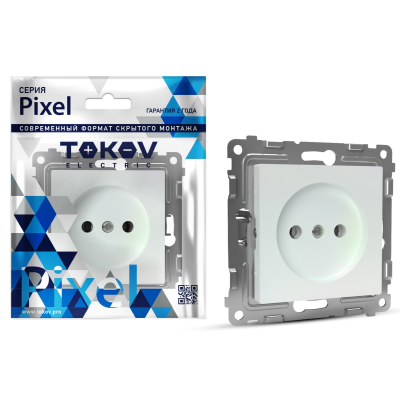 Изображение товара Розетка Tokov Electric Pixel без заземления перламутровая