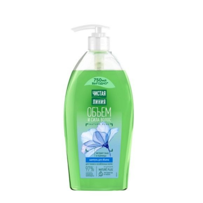 Изображение товара Шампунь Чистая линия объем и сила с экстрактом льна и пшеницы 750 мл