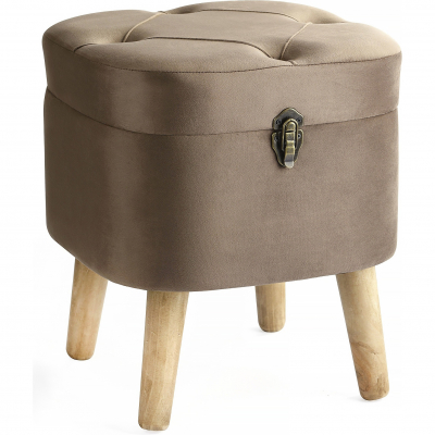 Изображение товара Пуф с крышкой Glasar на ножках, коричневый, 41x40x45 см