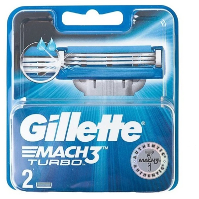 Изображение товара Сменные кассеты Gillette Mach3 Turbo для комфортного бритья, 2 шт Изображение товара Сменные кассеты Gillette Mach3 Turbo для комфортного бритья, 2 шт