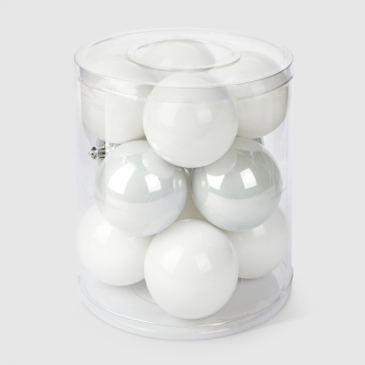 Изображение товара Набор белых пластиковых шаров Linhai jinnuo диаметром 8 см 12 шт