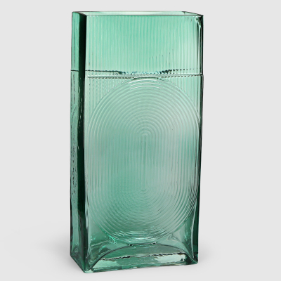 Изображение товара Ваза для цветов Aspire Deco cuboid 30 см из стекла зеленая и прозрачная