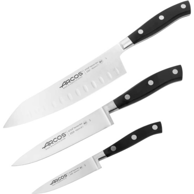 Изображение товара Набор ножей Arcos Riviera 10, 15 и 18 см для кухни высокого качества Изображение товара Набор ножей Arcos Riviera 10, 15 и 18 см для кухни высокого качества