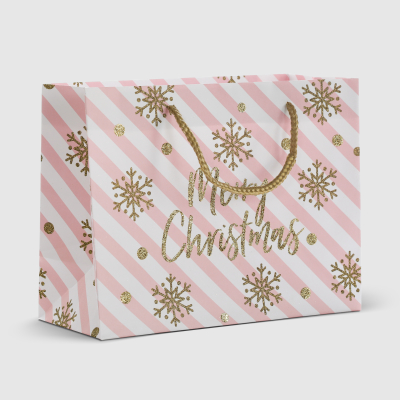 Изображение товара Подарочный пакет Due Esse Christmas natalizio розовый 23х10х18 см