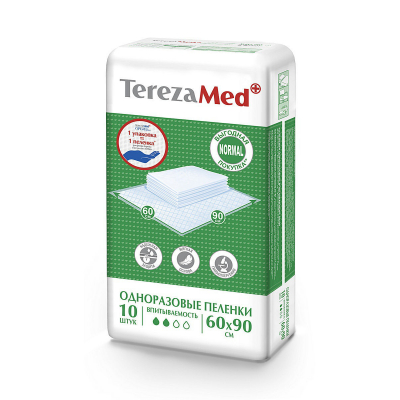 Изображение товара Одноразовые пеленки TerezaMed Normal 60x90 см набор 10 шт для детей Изображение товара Одноразовые пеленки TerezaMed Normal 60x90 см набор 10 шт для детей