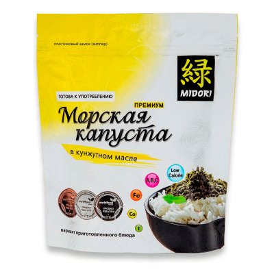 Изображение товара Морская капуста Midori Премиум обжаренная в кунжутном масле 40 г Изображение товара Морская капуста Midori Премиум обжаренная в кунжутном масле 40 г