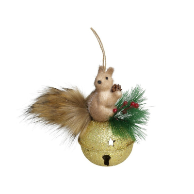 Изображение товара Подвеска Gerimport Ny белка с колокольчиком 13,5 см елочные украшения