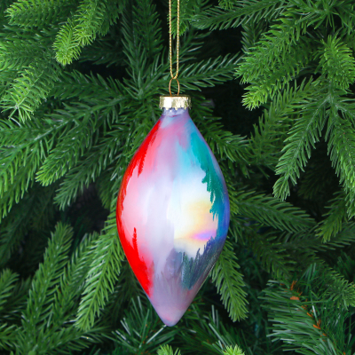 Изображение товара Яркая стеклянная ёлочная игрушка Yancheng Shiny мультиколор 6.5х13 см