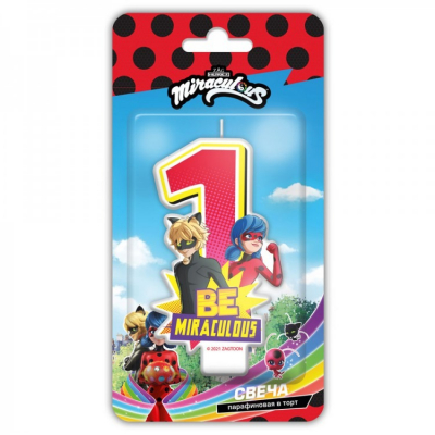 Изображение товара Парафиновая свеча Леди Баг в ассортименте для торта и праздника