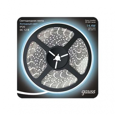 Изображение товара Лента LED 5050/60-SMD 14.4W 12V DC холодный белый (блистер 5м) 1/50