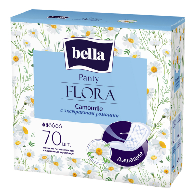 Изображение товара Прокладки ежедневные Bella Panty Flora Camomile 70 шт защита 2 капли ароматизированные