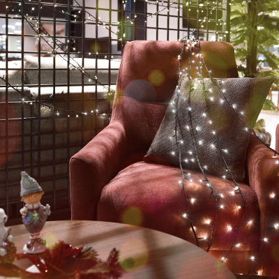 Изображение товара Электрогирлянда для помещений Reason 400 led холодный белый 8,2 м без стартового шнура